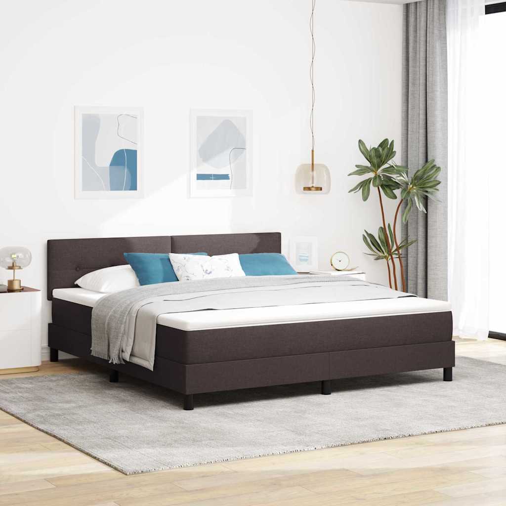 Box spring seng med hovedgærde Mørk Brun 180 x 200 cm Stof