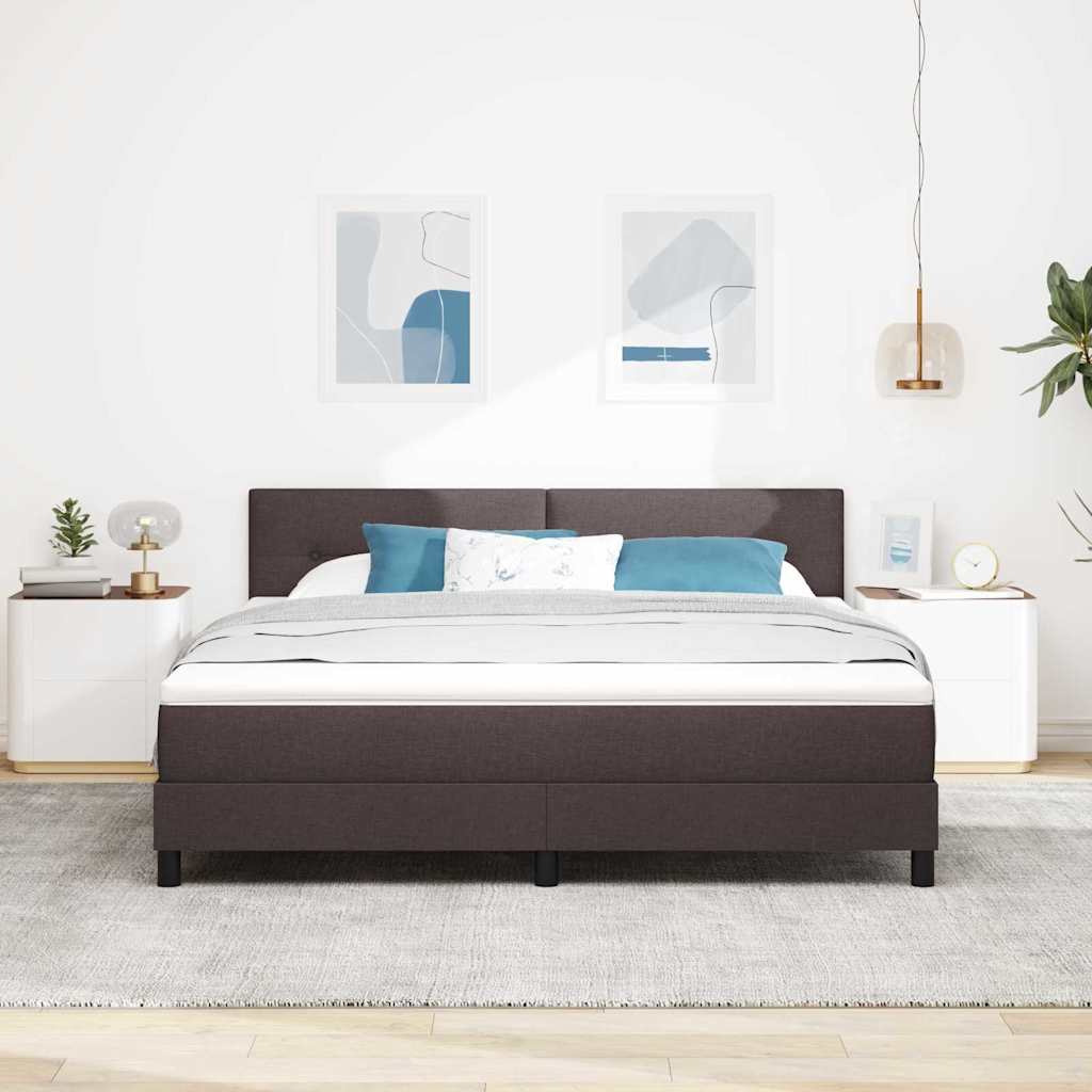 Box spring seng med hovedgærde Mørk Brun 180 x 200 cm Stof