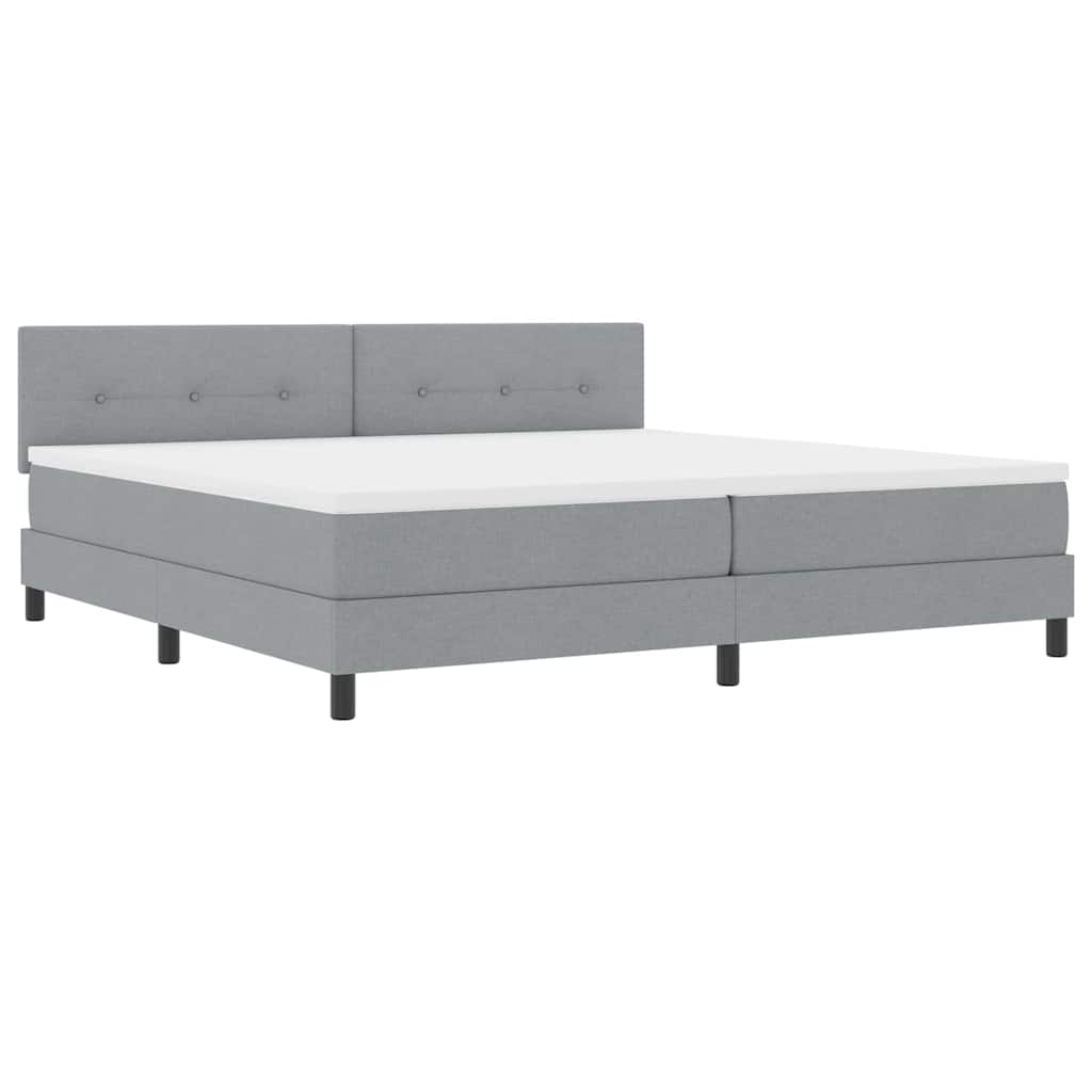 Box spring seng med hovedgærde Lysegrå 200 x 200 cm Stof