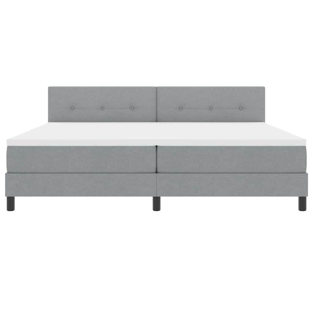 Box spring seng med hovedgærde Lysegrå 200 x 200 cm Stof