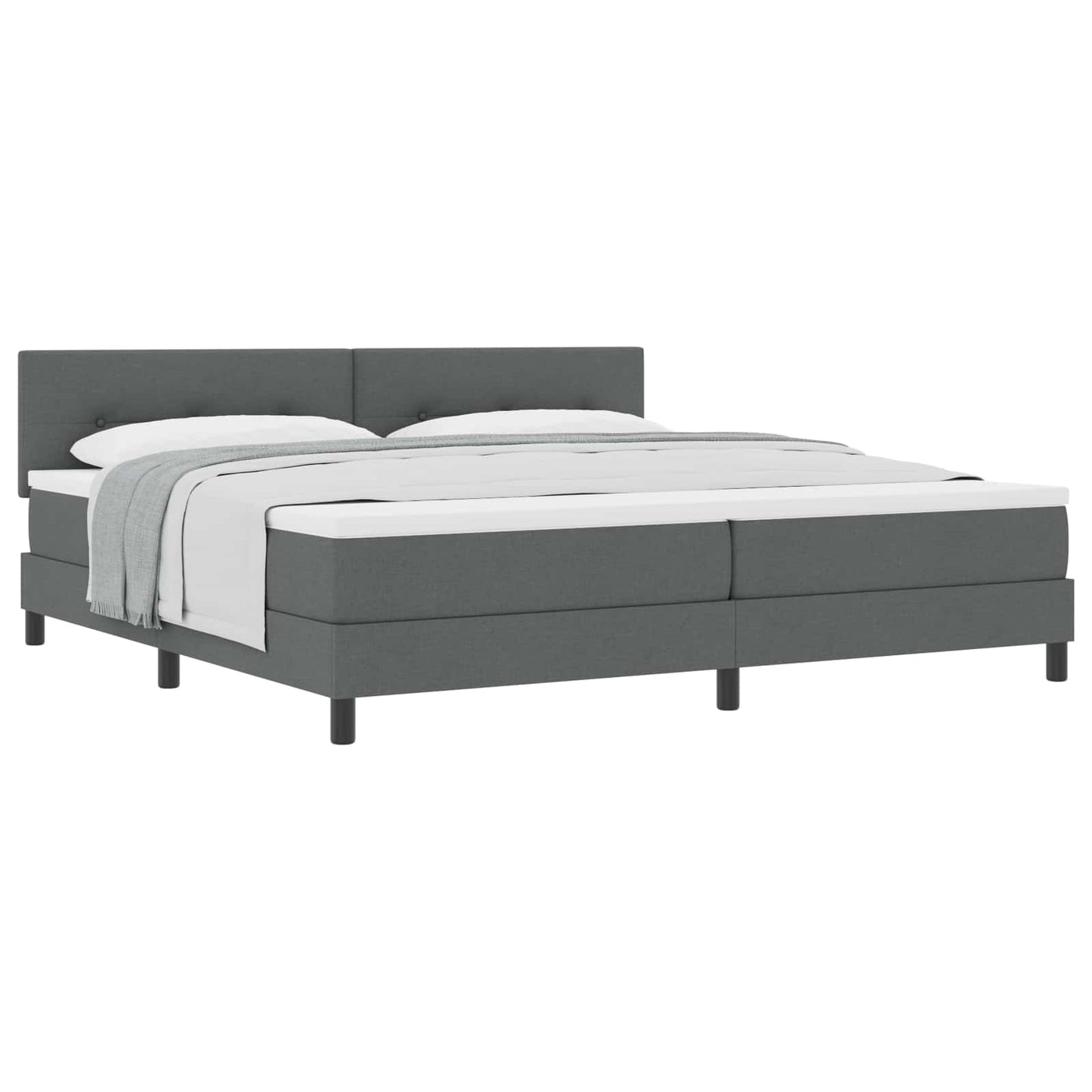 Box spring seng med hovedgærde Mørkegrå 200 x 200 cm Stof