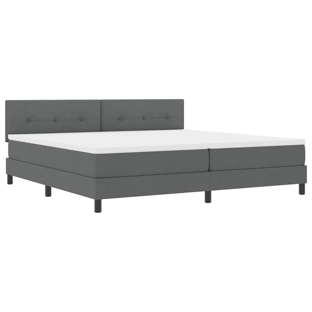 Box spring seng med hovedgærde Mørkegrå 200 x 200 cm Stof