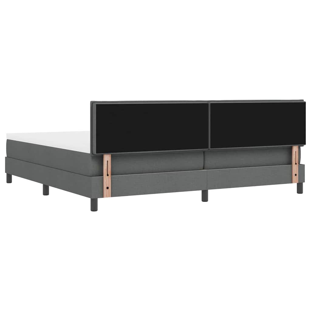 Box spring seng med hovedgærde Mørkegrå 200 x 200 cm Stof
