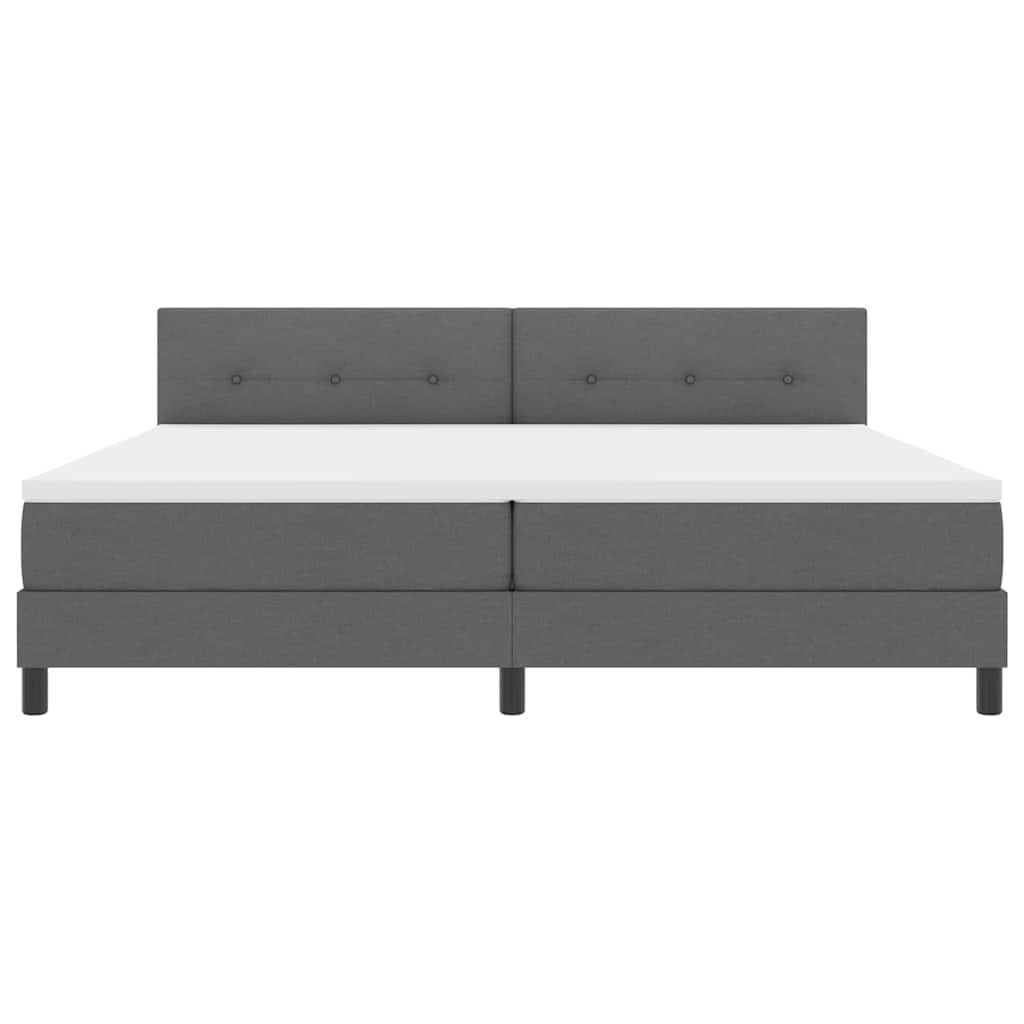 Box spring seng med hovedgærde Mørkegrå 200 x 200 cm Stof