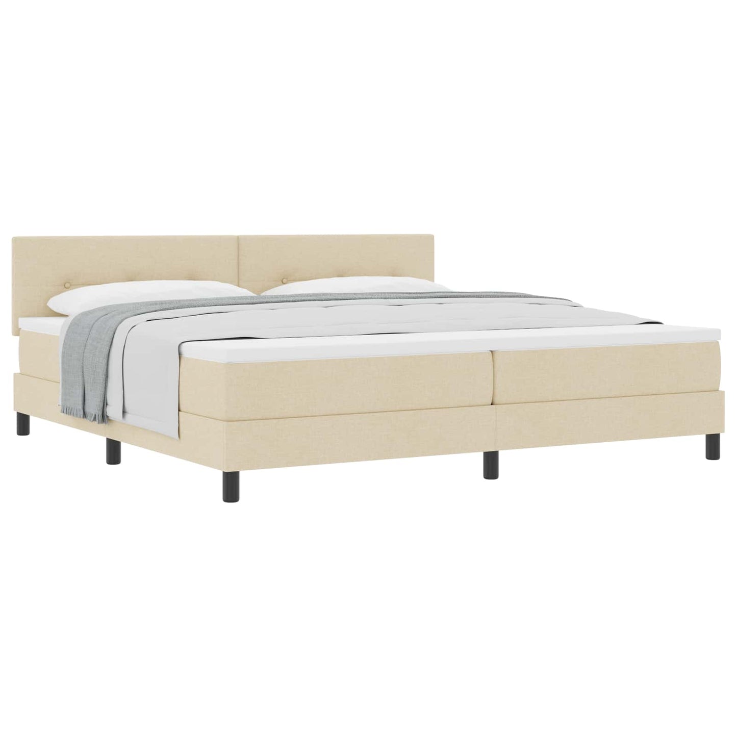 Box spring seng med hovedgærde Creme 200 x 200 cm Stof