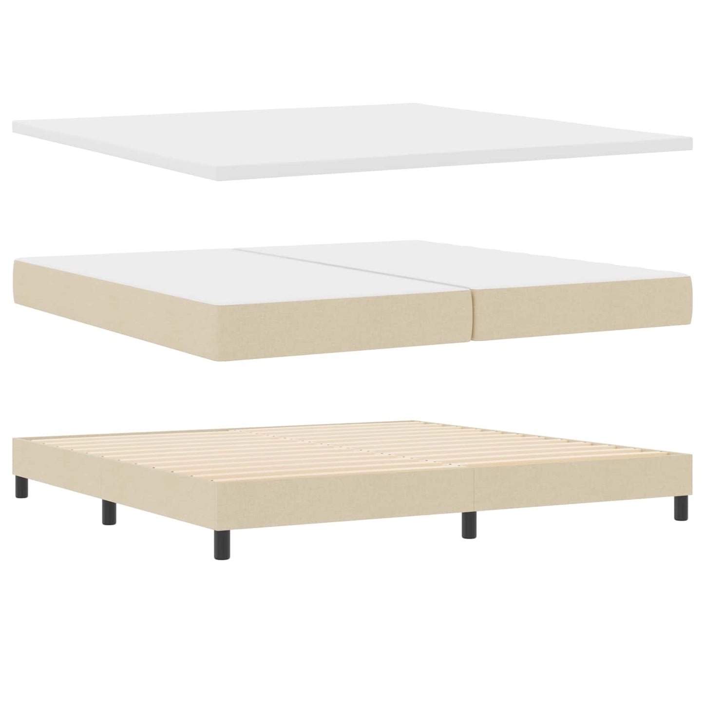 Box spring seng med hovedgærde Creme 200 x 200 cm Stof