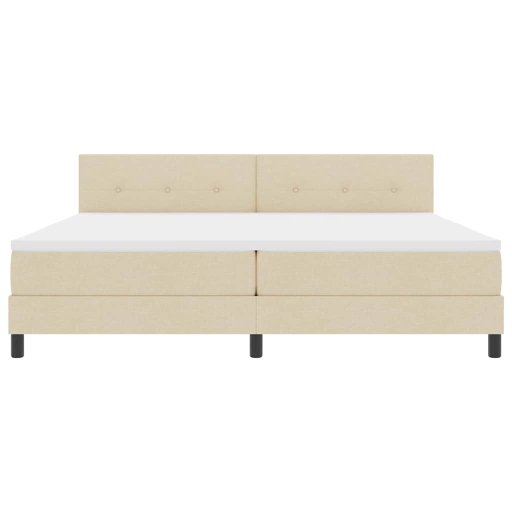 Box spring seng med hovedgærde Creme 200 x 200 cm Stof