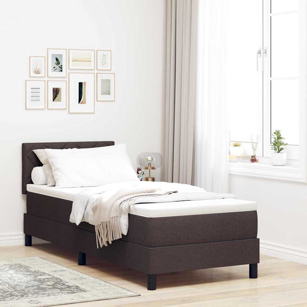 Box spring seng med hovedgærde Mørk Brun 80 x 200 cm Stof