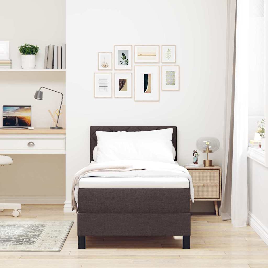 Box spring seng med hovedgærde Mørk Brun 80 x 200 cm Stof