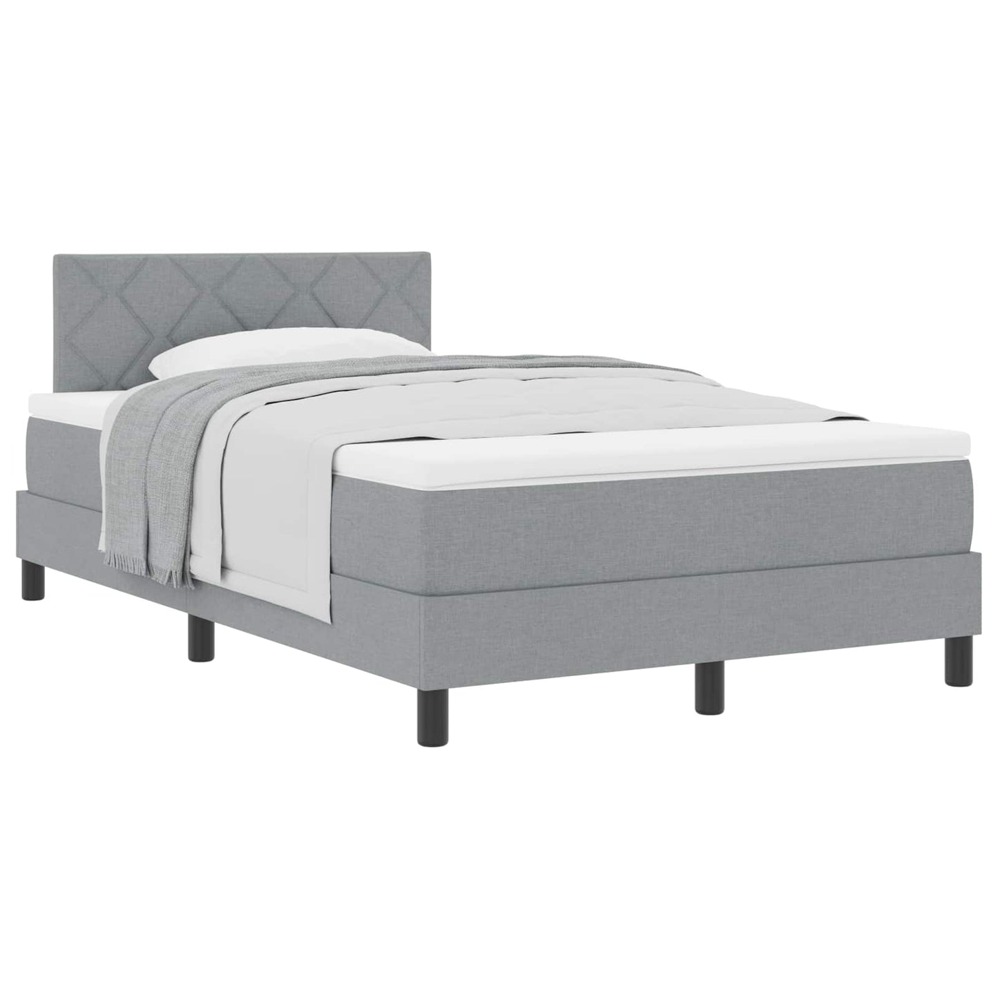 Box spring seng med hovedgærde Lysegrå 120 x 200 cm Stof