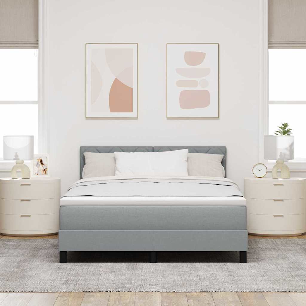 Box spring seng med hovedgærde Lysegrå 140 x 190 cm Stof