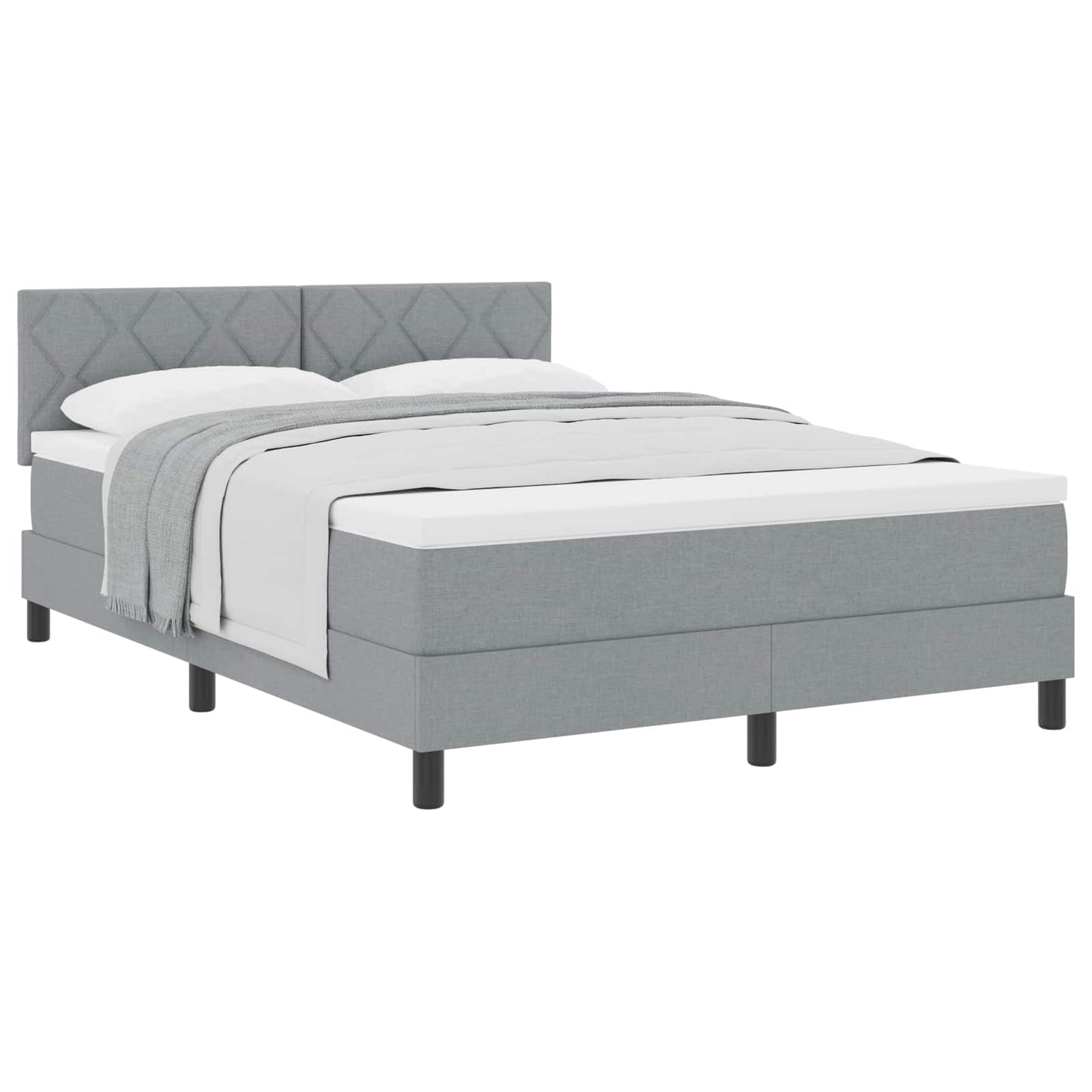 Box spring seng med hovedgærde Lysegrå 140 x 190 cm Stof