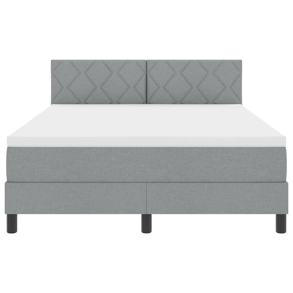 Box spring seng med hovedgærde Lysegrå 140 x 190 cm Stof