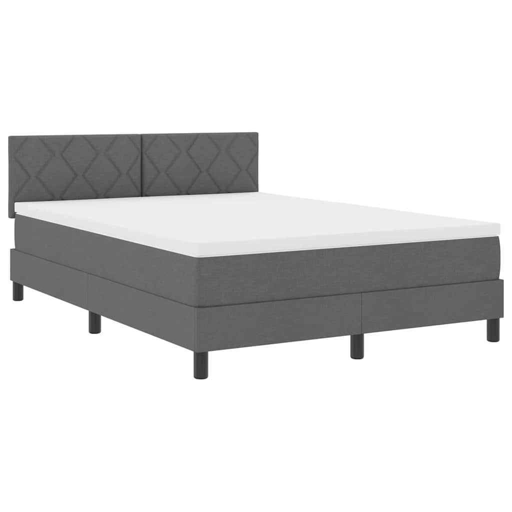 Box spring seng med hovedgærde Mørkegrå 140 x 190 cm Stof
