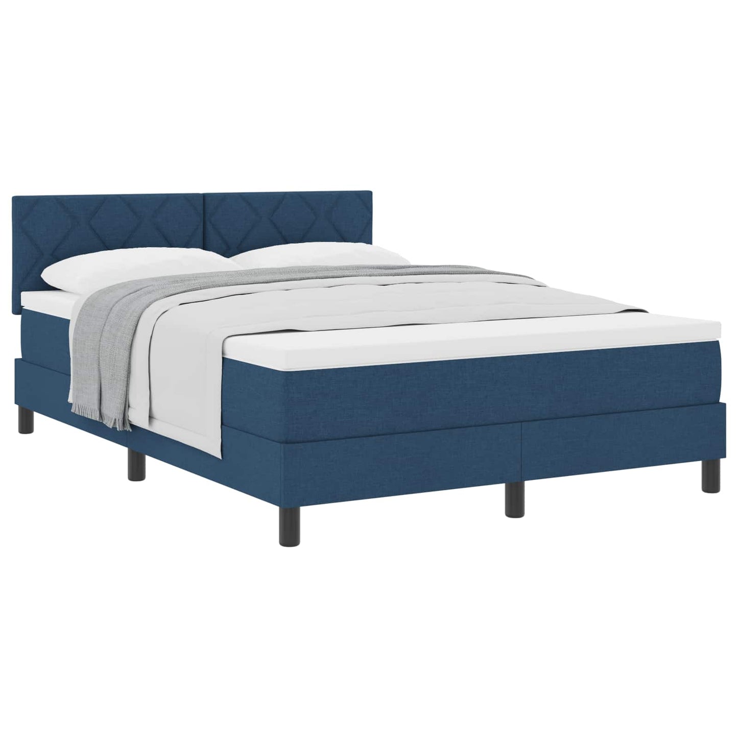 Box spring seng med pude med hovedgærde Blå 140 x 190 cm Stof