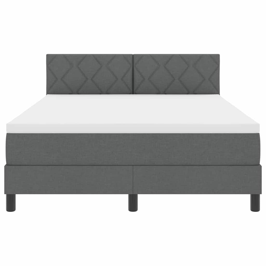 Box spring seng med hovedgærde Mørkegrå 140 x 200 cm Stof