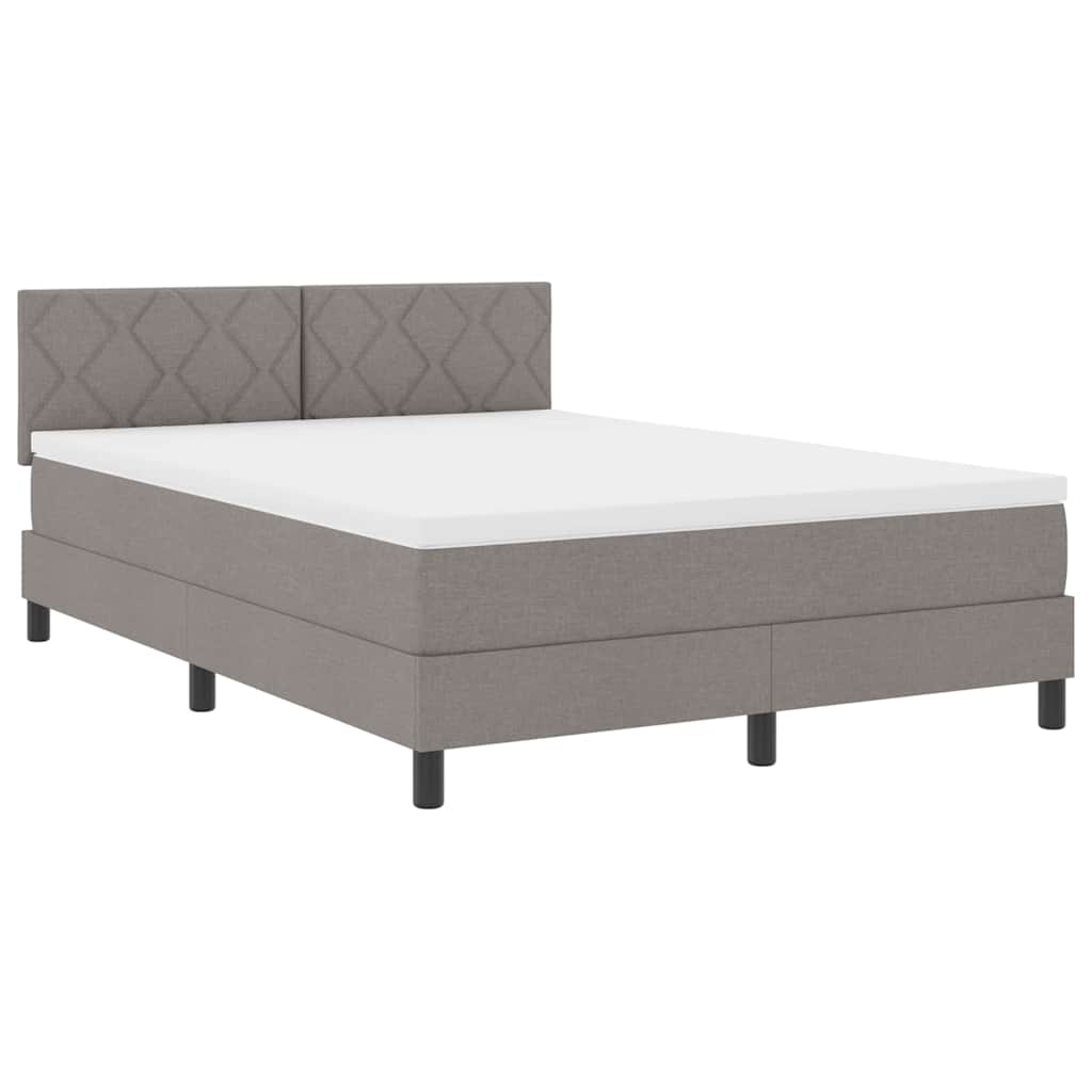 Box spring seng med hovedgærde Gråbrun 140 x 200 cm Stof