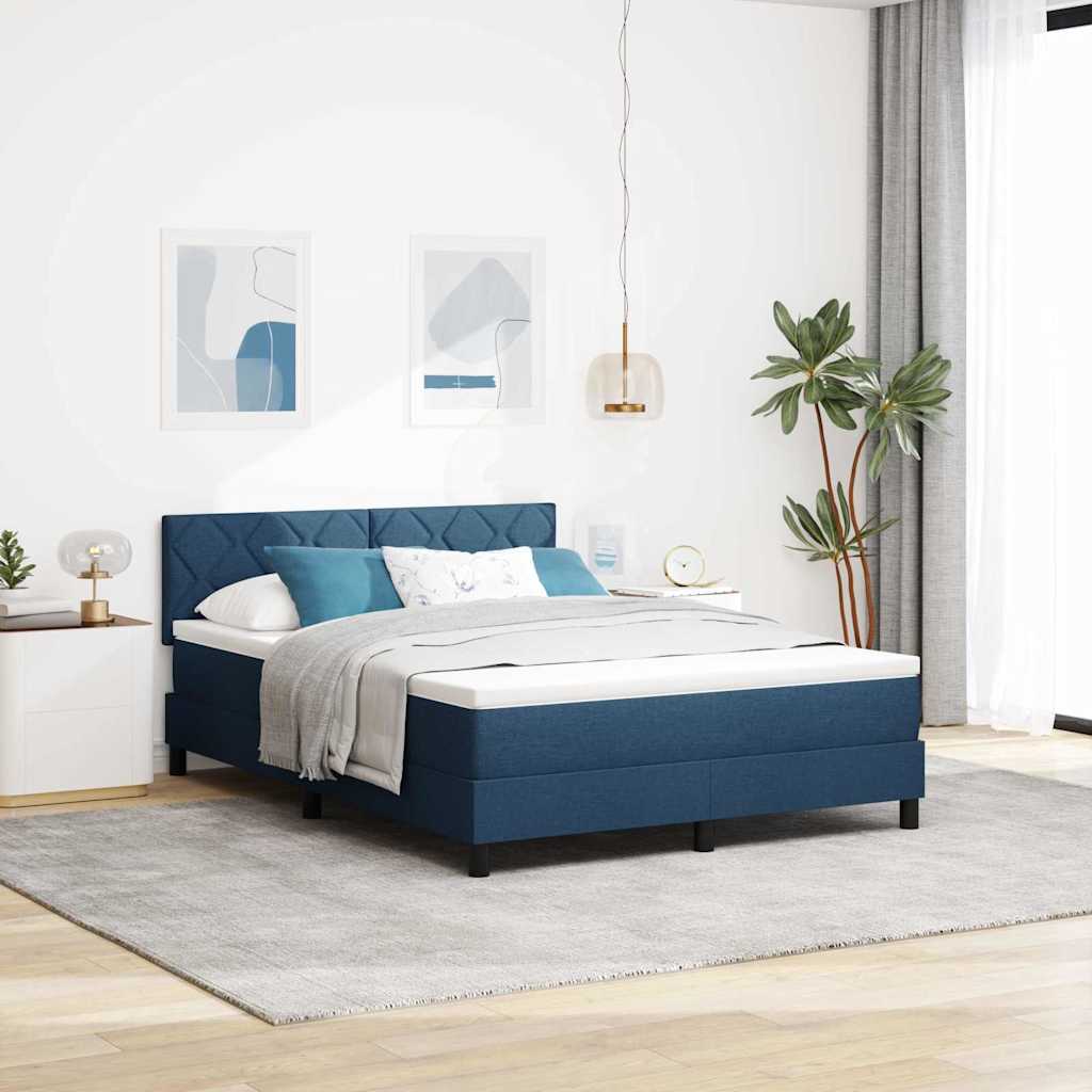 Box spring seng med hovedgærde Blå 140 x 200 cm Stof
