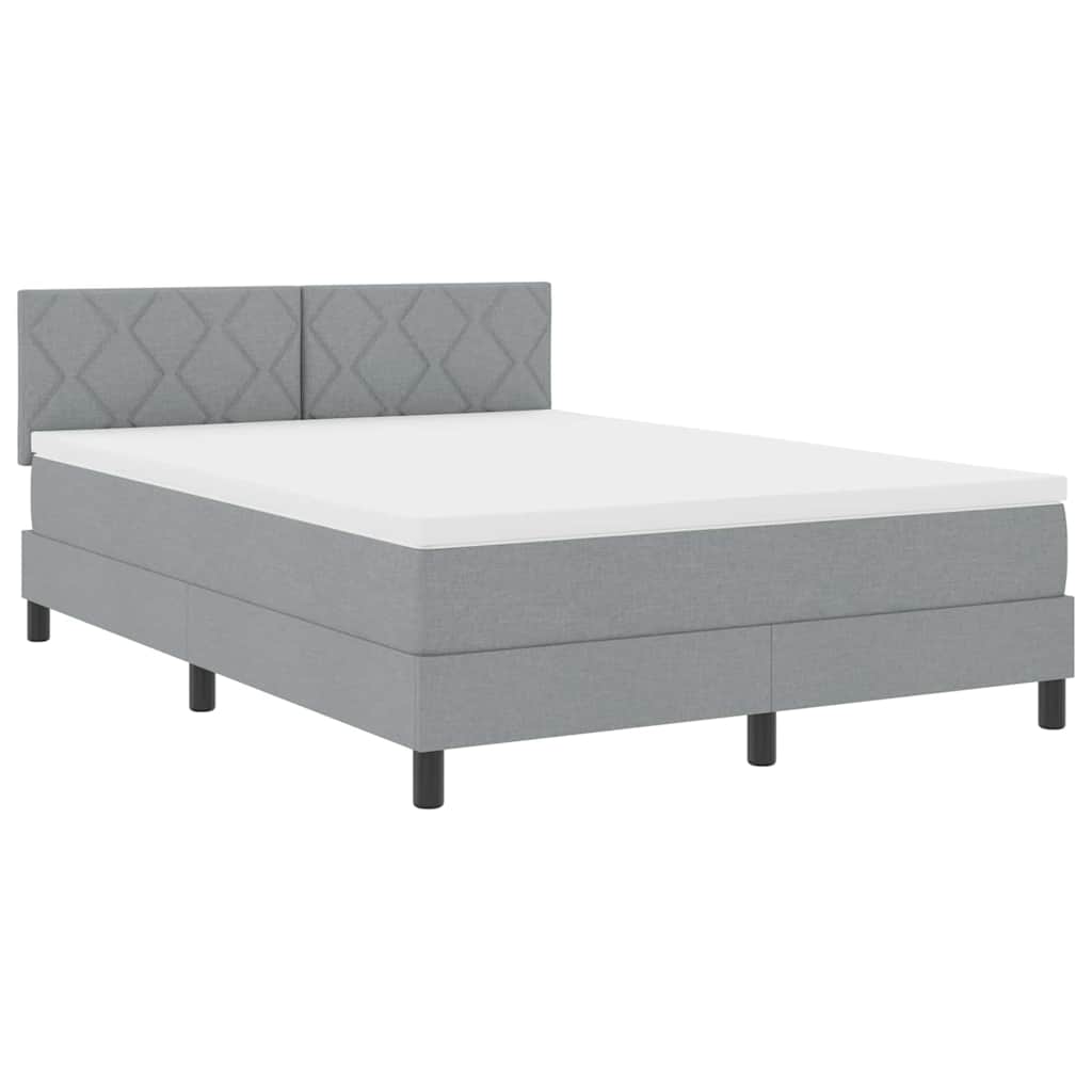 Box spring seng med hovedgærde Lysegrå 160 x 200 cm Stof