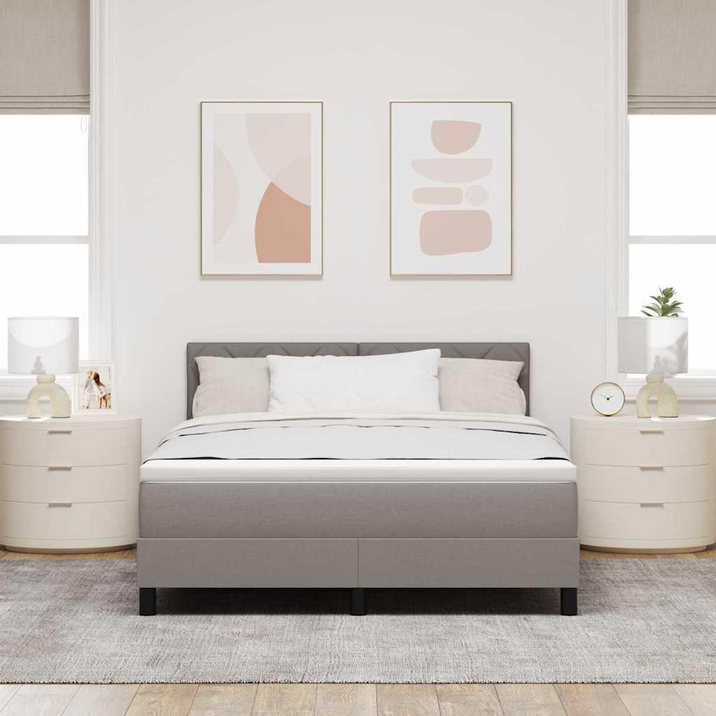 Box spring seng med hovedgærde Gråbrun 160 x 200 cm Stof