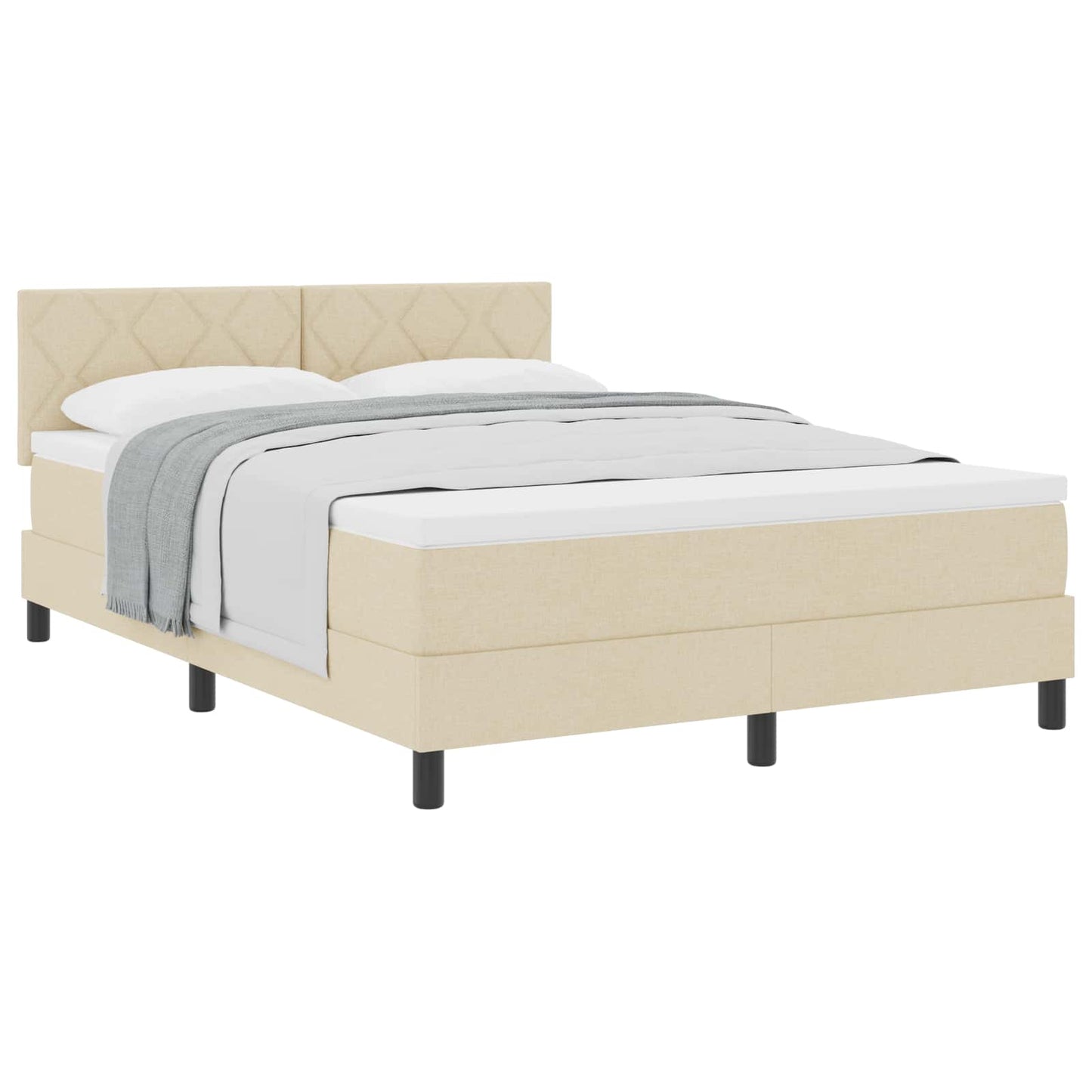 Box spring seng med pude med hovedgærde Creme 160 x 200 cm Stof