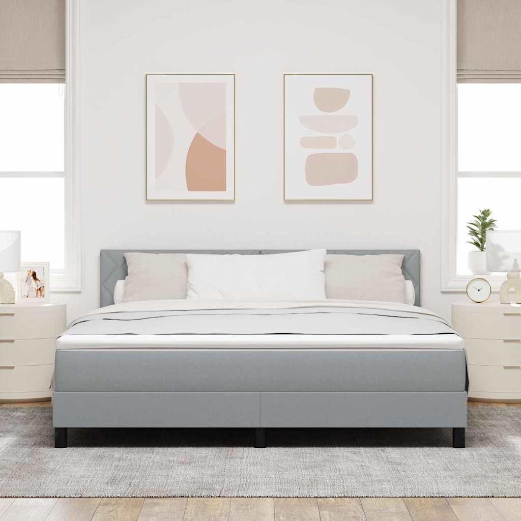 Box spring seng med hovedgærde Lysegrå 180 x 200 cm Stof