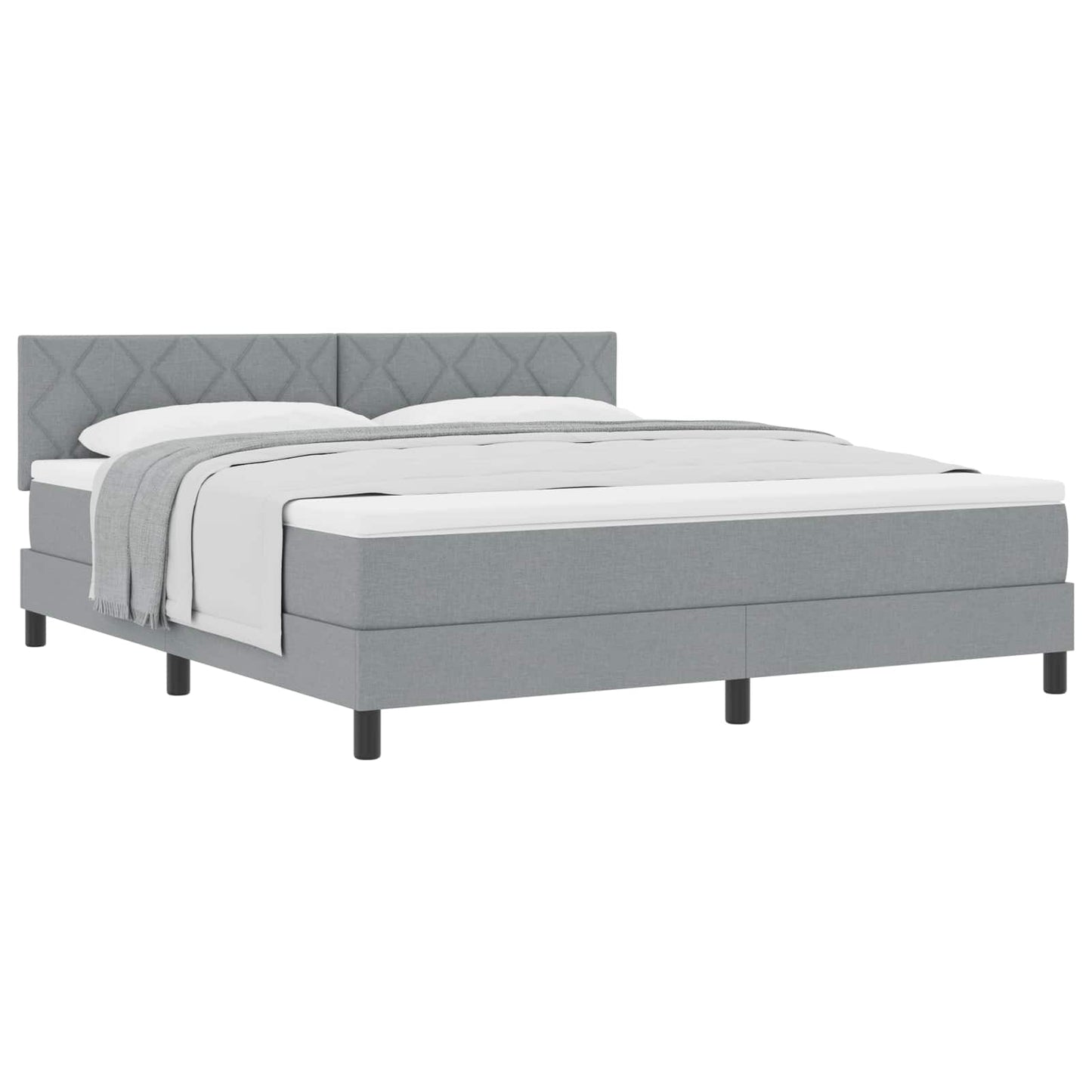 Box spring seng med hovedgærde Lysegrå 180 x 200 cm Stof