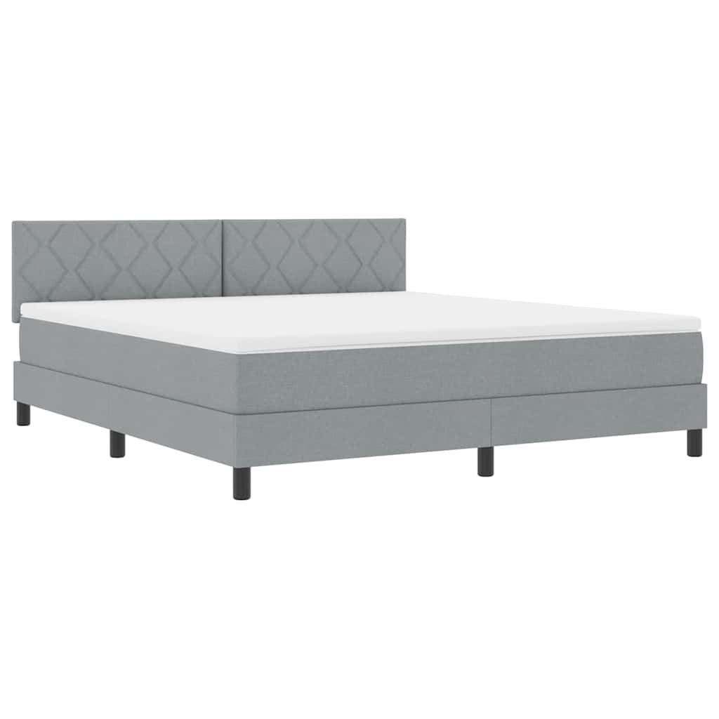 Box spring seng med hovedgærde Lysegrå 180 x 200 cm Stof