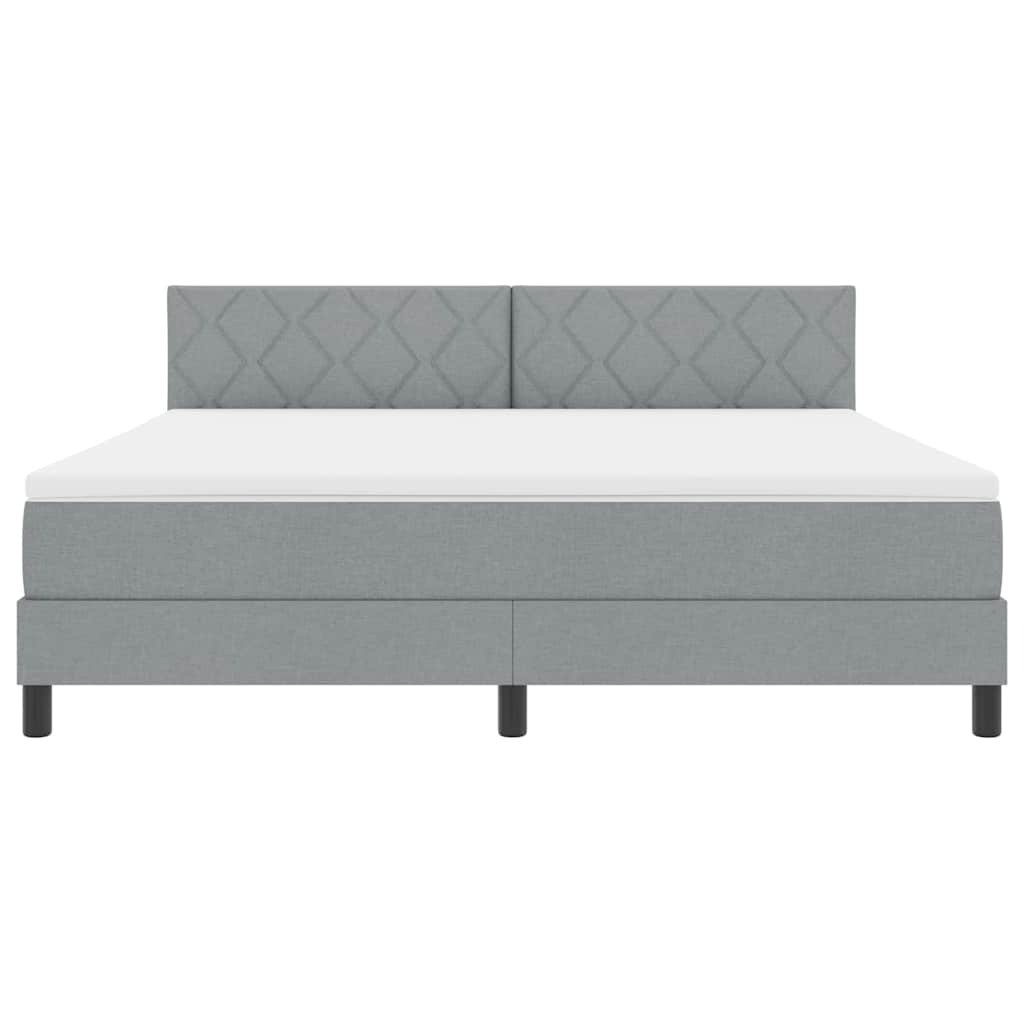 Box spring seng med hovedgærde Lysegrå 180 x 200 cm Stof