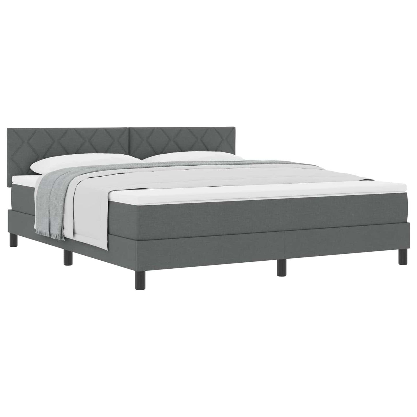 Box spring seng med hovedgærde Mørkegrå 180 x 200 cm Stof