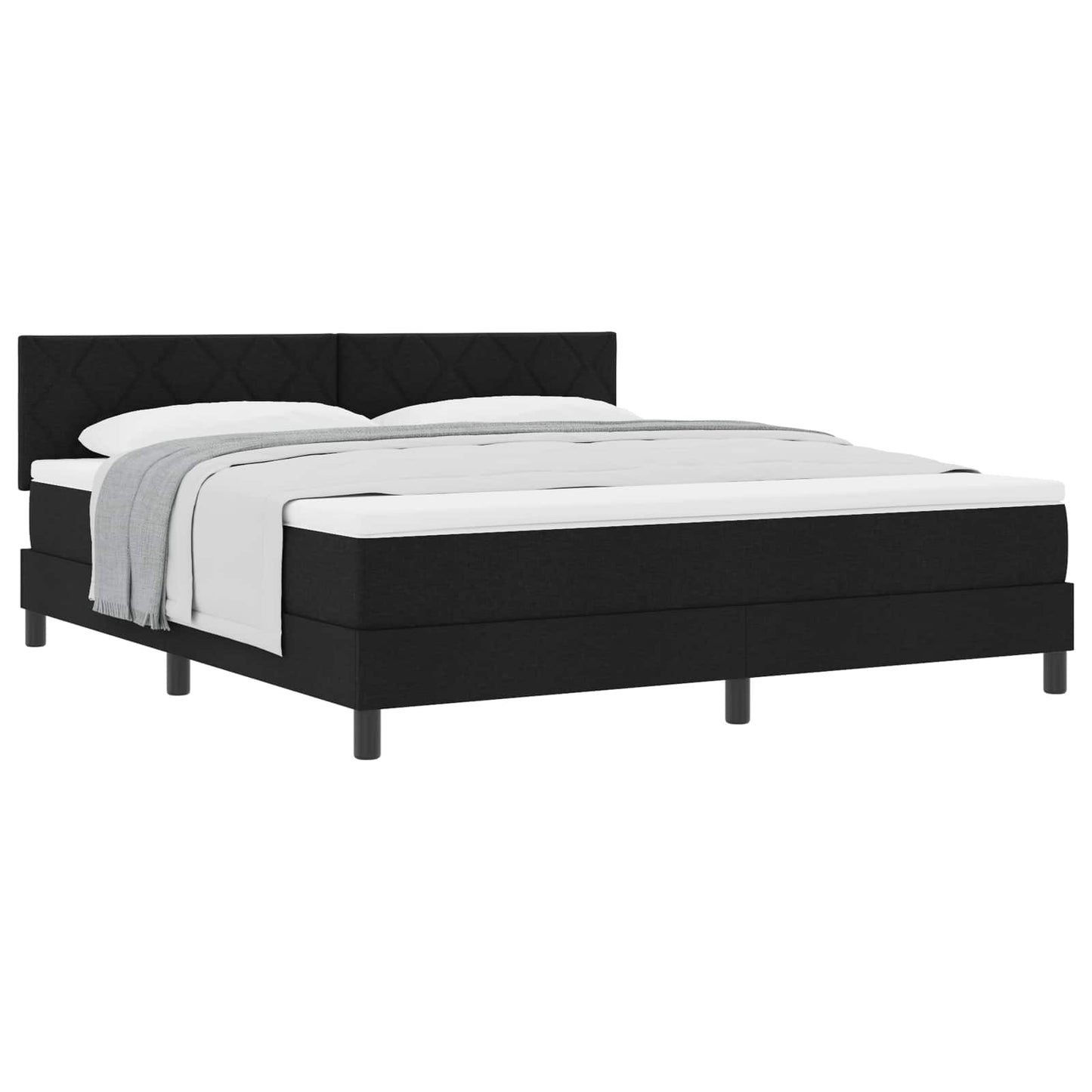 Box spring seng med hovedgærde Sort 180 x 200 cm Stof