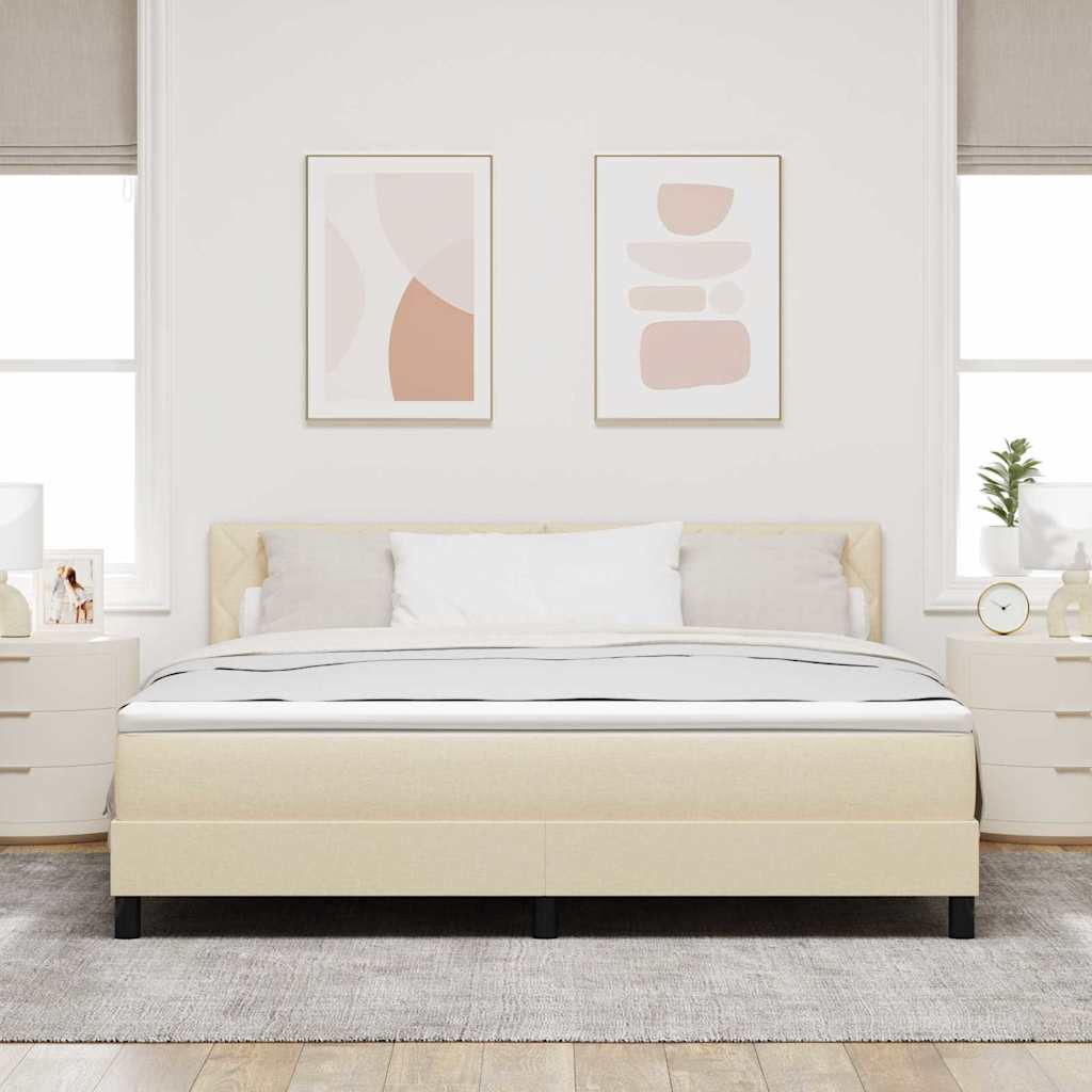 Box spring seng med pude med hovedgærde Creme 180 x 200 cm Stof