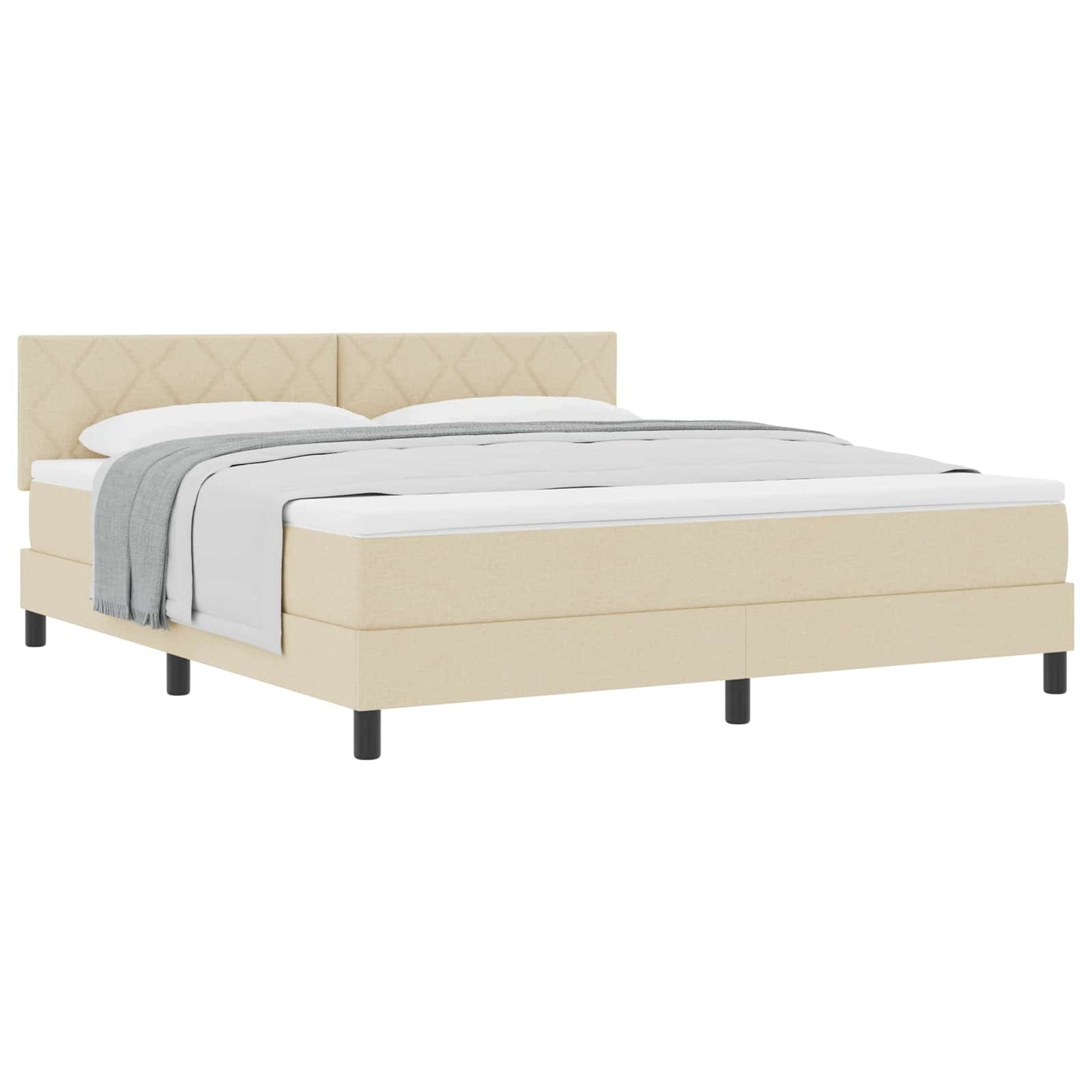 Box spring seng med pude med hovedgærde Creme 180 x 200 cm Stof