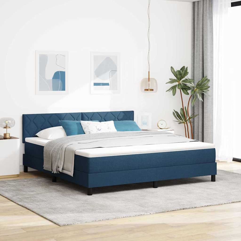 Box spring seng med hovedgærde Blå 180 x 200 cm Stof