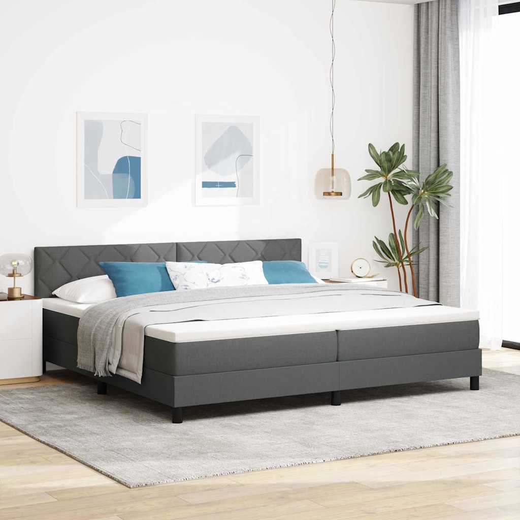 Box spring seng med pude Mørkegrå 200 x 200 cm Stof