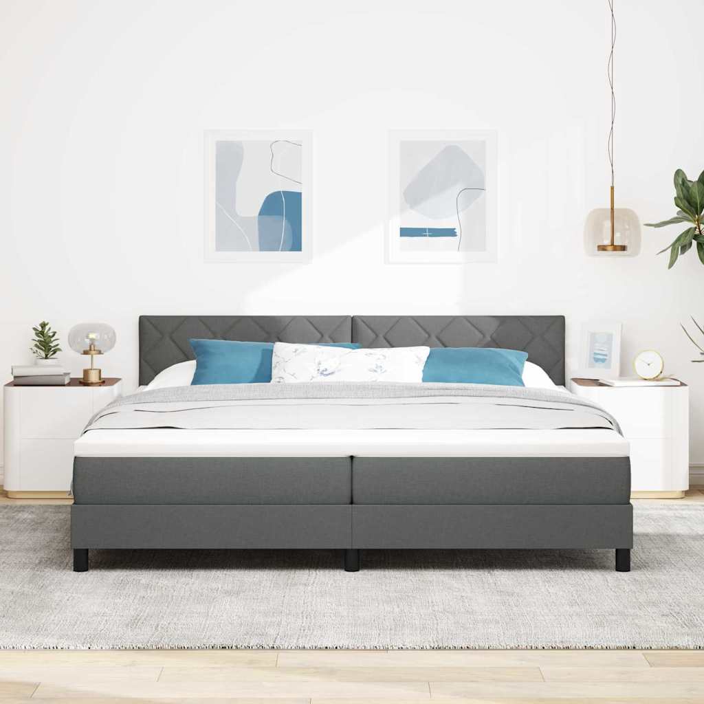 Box spring seng med pude Mørkegrå 200 x 200 cm Stof
