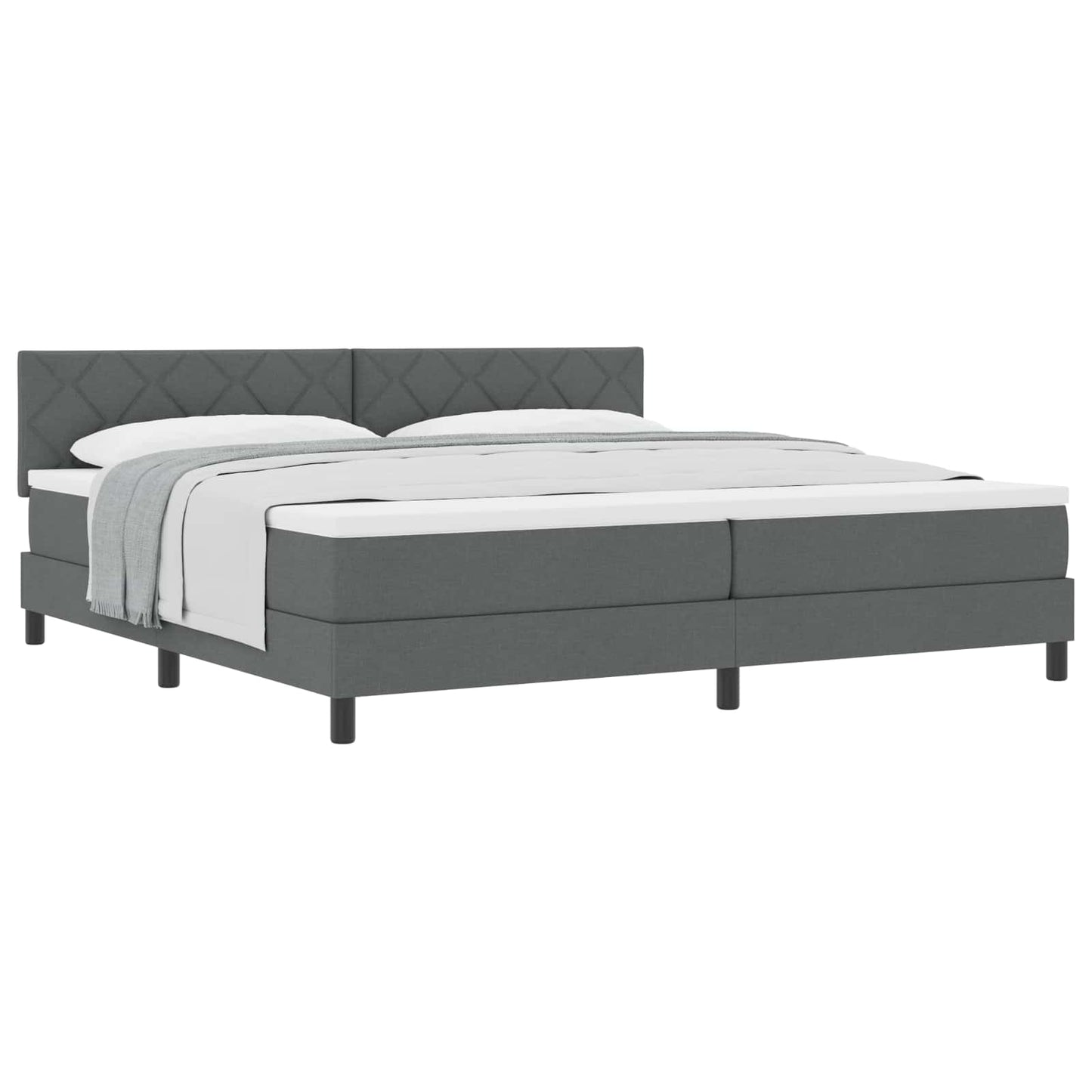 Box spring seng med pude Mørkegrå 200 x 200 cm Stof