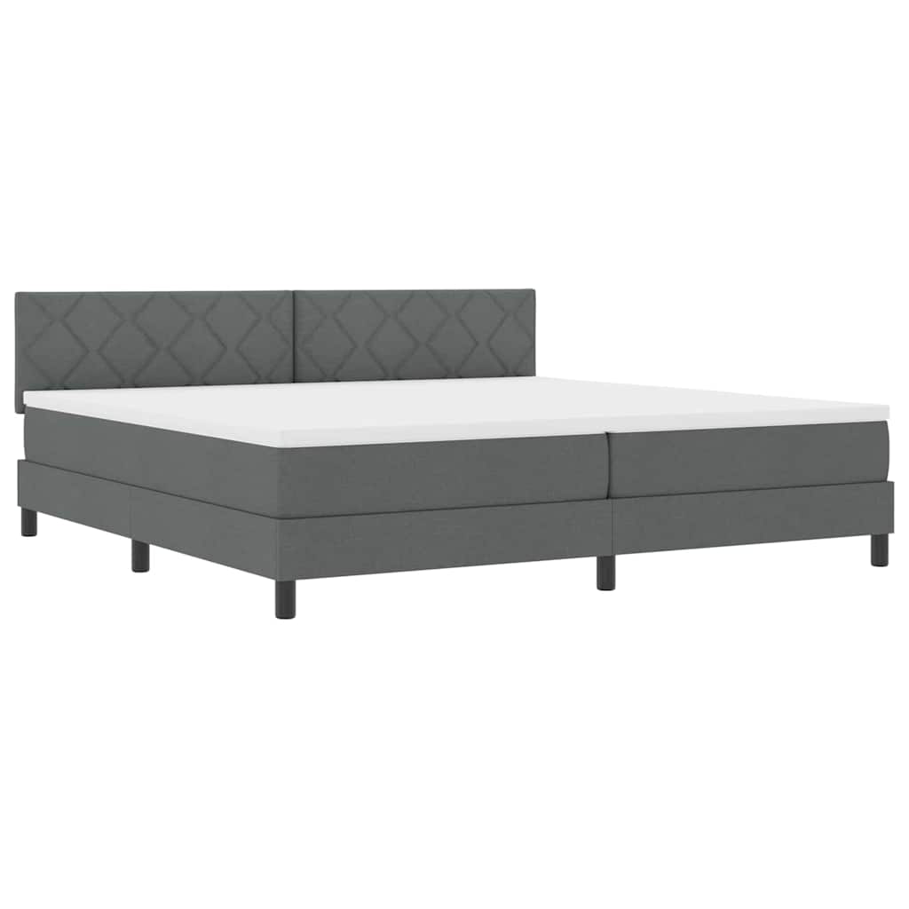 Box spring seng med pude Mørkegrå 200 x 200 cm Stof