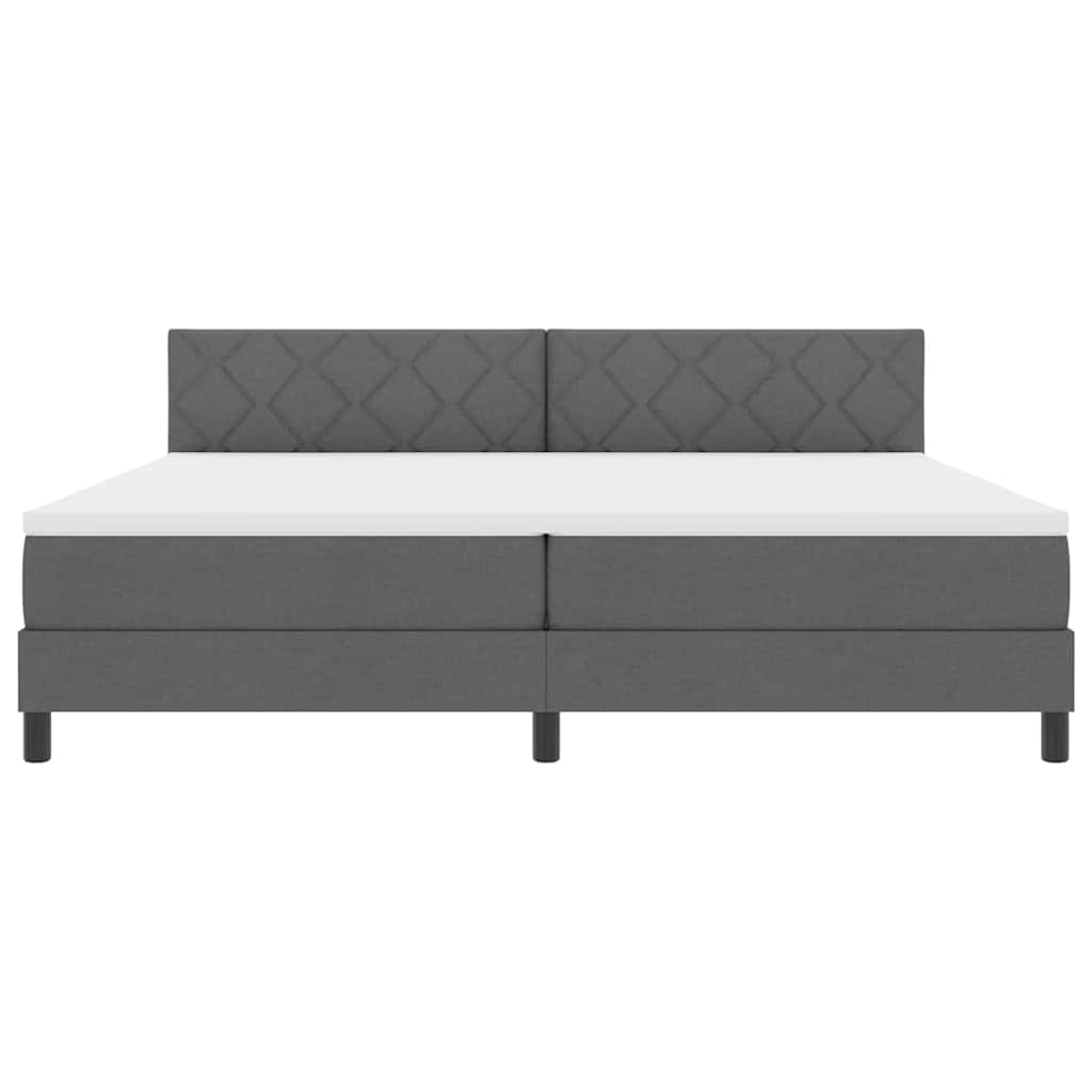 Box spring seng med pude Mørkegrå 200 x 200 cm Stof