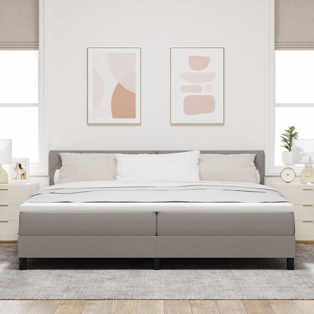 Box spring seng med hovedgærde Gråbrun 200 x 200 cm Stof