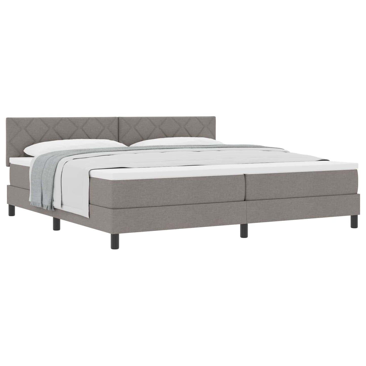 Box spring seng med hovedgærde Gråbrun 200 x 200 cm Stof