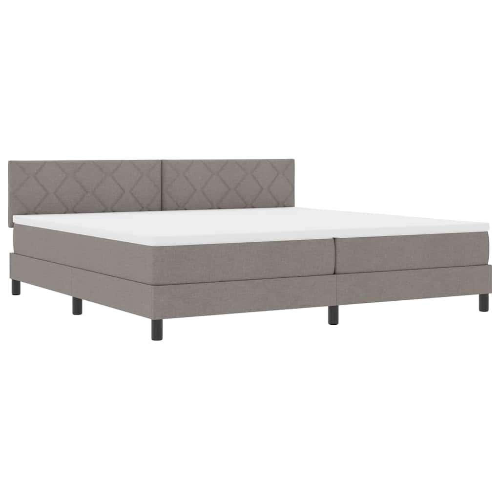 Box spring seng med hovedgærde Gråbrun 200 x 200 cm Stof