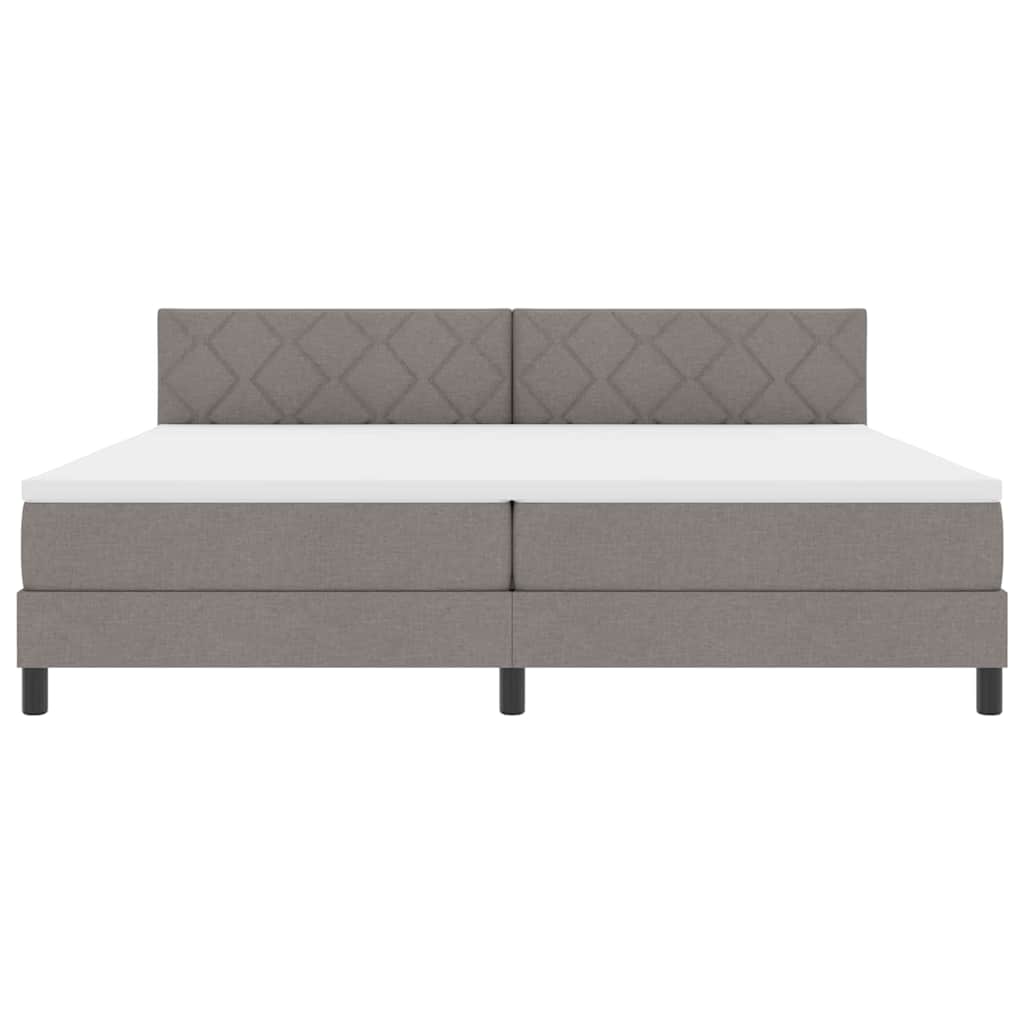 Box spring seng med hovedgærde Gråbrun 200 x 200 cm Stof