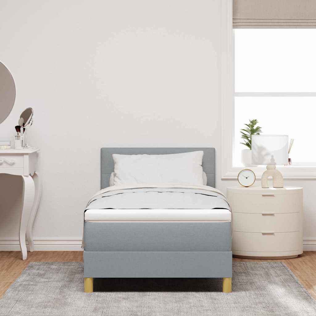 Box spring seng med pude Lysegrå 80 x 200 cm Stof