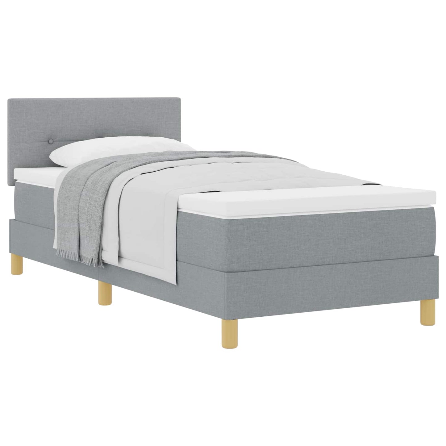 Box spring seng med pude Lysegrå 80 x 200 cm Stof