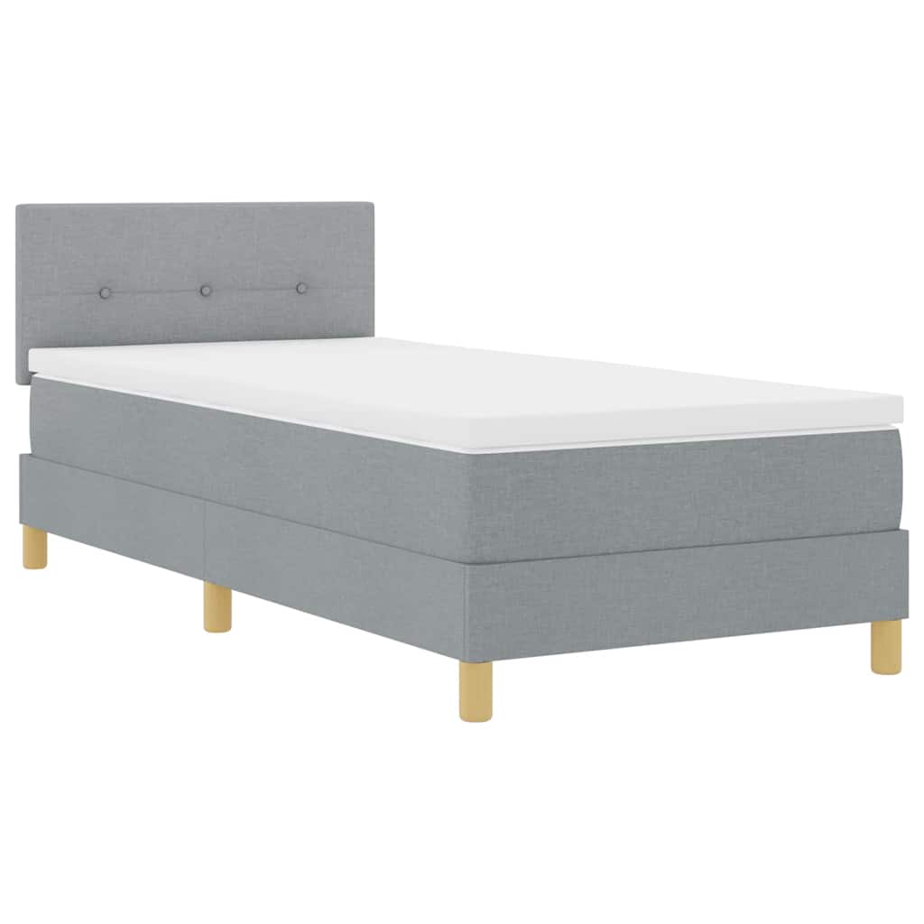 Box spring seng med pude Lysegrå 80 x 200 cm Stof