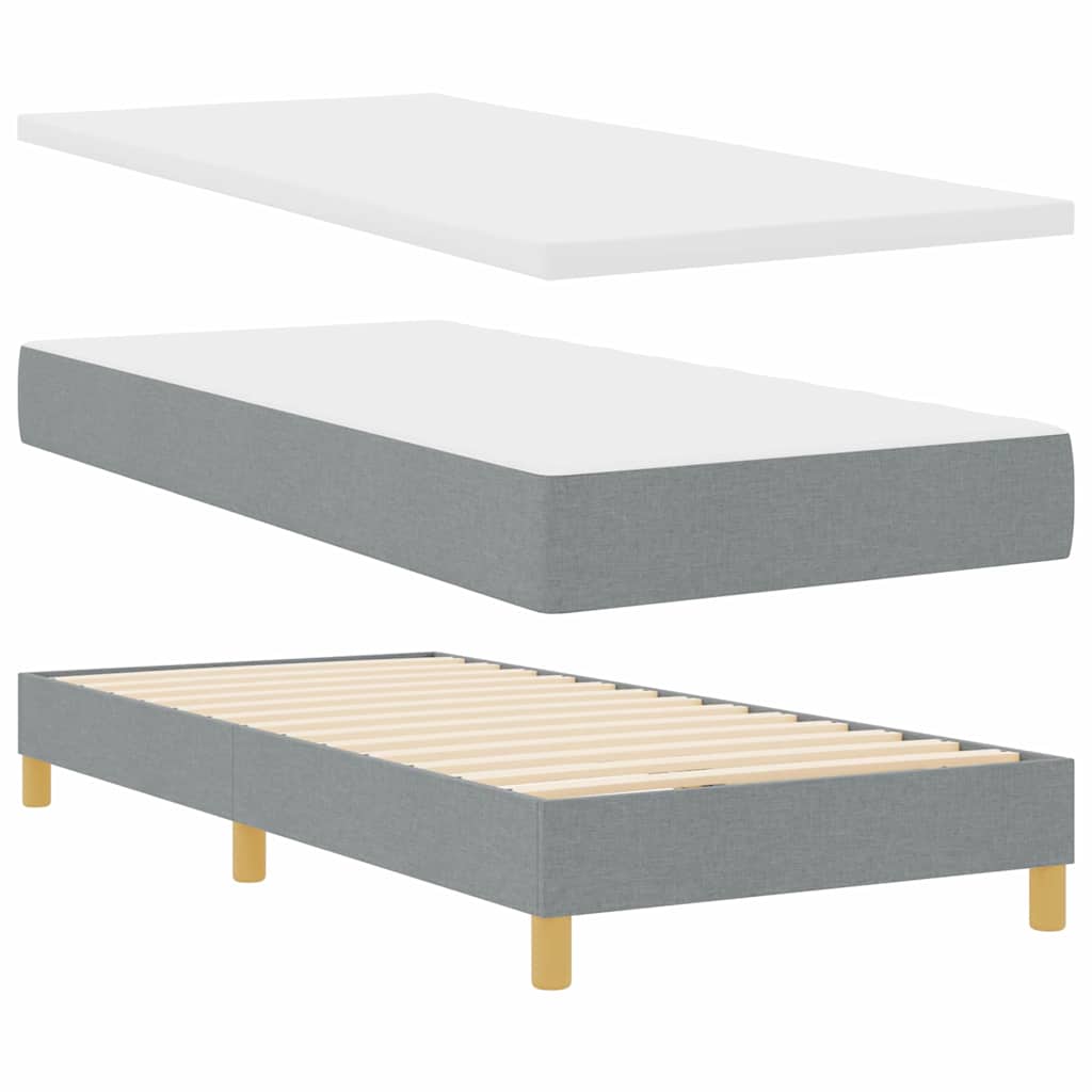 Box spring seng med pude Lysegrå 80 x 200 cm Stof