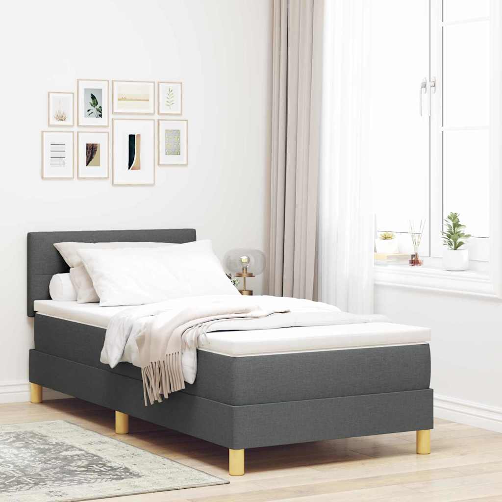 Box spring seng med pude Mørkegrå 100 x 200 cm Stof