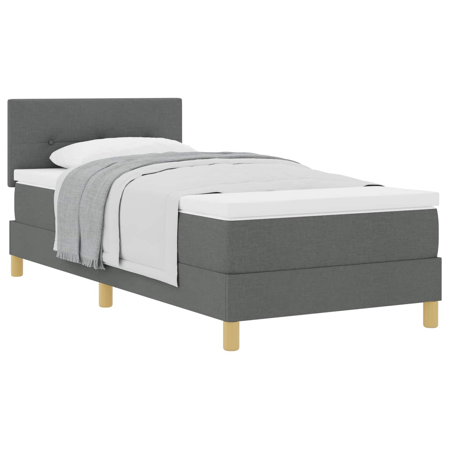 Box spring seng med pude Mørkegrå 100 x 200 cm Stof