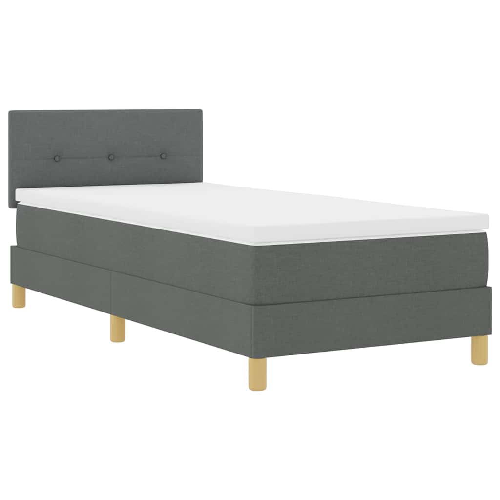 Box spring seng med pude Mørkegrå 100 x 200 cm Stof